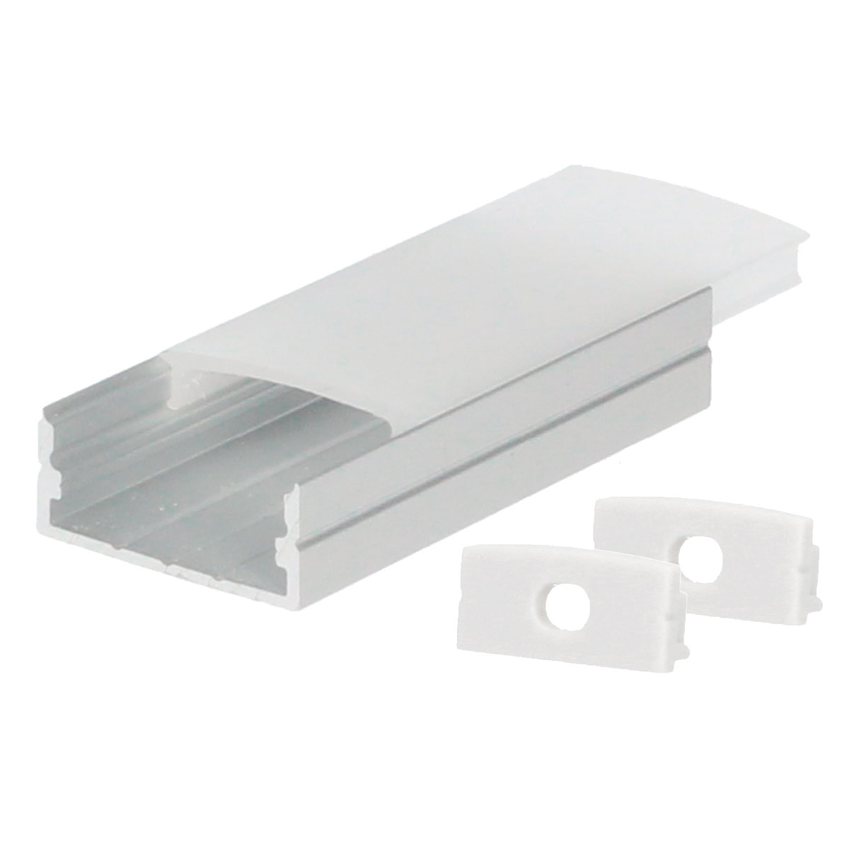 Kit profil aluminium translucide de surface 2 M pour bandes LED jusqu'à 20mm