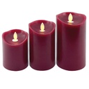 Pack 3 bougies décoratives LED en cire 100 - 120 - 150 mm