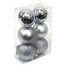 [204635008] Pack 6 bolas Navidad 8cm - 2 brillo, 2 mates y 2 purpurina PLATA