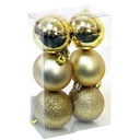 [204635009] Pack 6 bolas Navidad 8cm - 2 brillo, 2 mates y 2 purpurina ORO