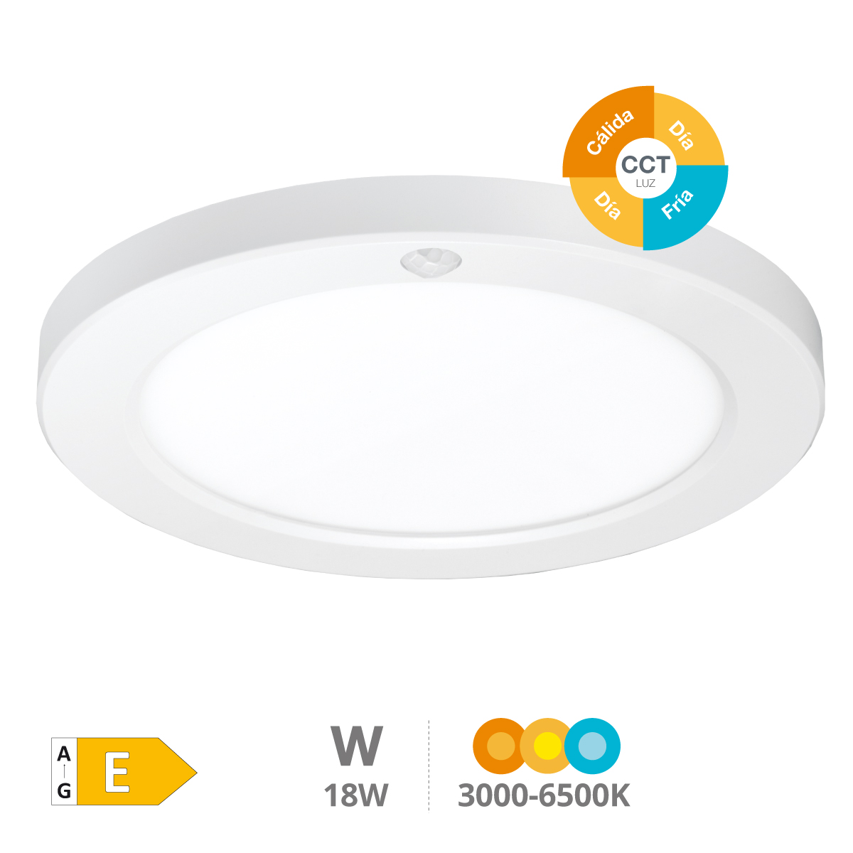 Bario Downlight LED réglable avec détecteur de mouvement et crépusculaire 18W 3000K/ 4000K /6500K réglable