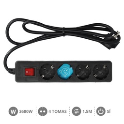 [000000027] 4 way socket Black with switch (3x1.5mm) 1,5M wire