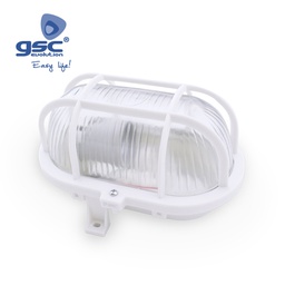 [000700152] Aplique ovalado plástico, E27 60W 230V Blanco