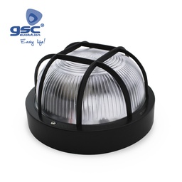 [000700157] Aplique redondo de plástico, E27 60 W 230 V Negro