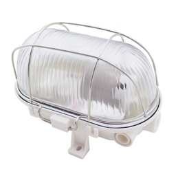 [000700643] Aplique ovalado plástico rejilla metálica, E27 60W Blanco