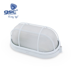 [000700782] Aplique ovalado alum.rejilla E27 Max.60W Blanco