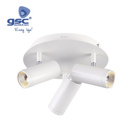 [000705202] Spot de plafond triple circulaire GU10 Max.60 W Blanc