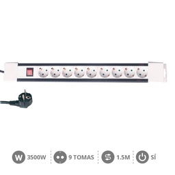 [000800064] Bloc multiprises 9 P + Int. (3x1,5 mm) 1,5 M
