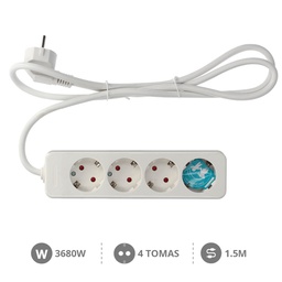 [000800212] 4 way socket Mega Serie (3x1.5mm) 1,5M wire