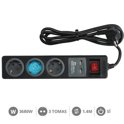 [000803392] Bloco de 3T + 2 USB + Int. (3x1.5mm) 1,4M