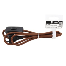 [001102960] Cabo têxtil 1,5 m (2 x 0,75 mm) ficha+int. Castanho