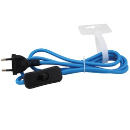 [001102963] Cabo têxtil 1,5 m (2 x 0,75 mm) ficha+int. Azul