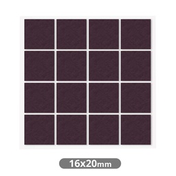 [003802771] Jeu 16 feutres adhésifs carrés 16x20mm - Marron