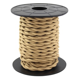 [003902981] 10m textile cable (2x0.75mm) light brown braided
