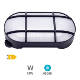 [200205003] Aplique LED oval Cercis con rejilla 15W 6500K Negro