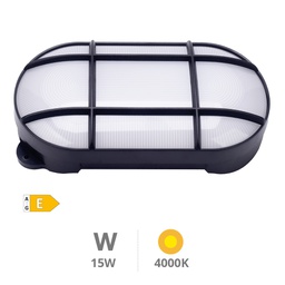 [200205002] Aplique LED oval Cercis con rejilla 15W 4200K Negro