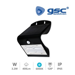 [200205023] Aplique solar con sensor 3,2W 6000K Negro