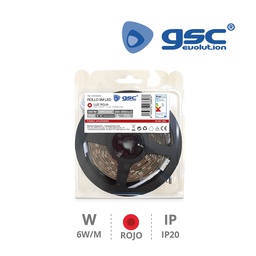 [204030003] 5M 6W/M LED strip RED IP20 24V. Blister