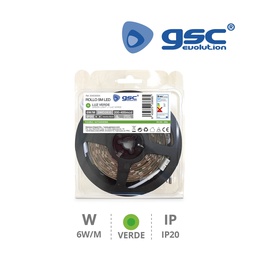 [204030004] 5M 6W/M LED strip GREEN IP20 24V. Blister