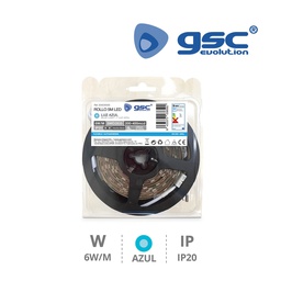 [204030005] 5M 6W/M LED strip BLUE IP20 24V. Blister