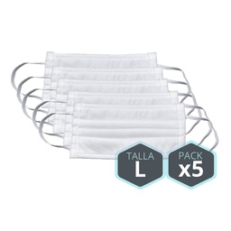 [406010007] Pack 5 Máscaras higiénicas criança tamanho L laváveis/reutilizáveis