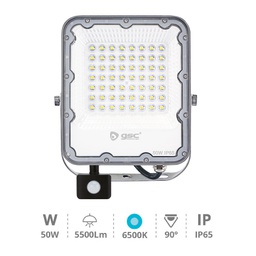 [202610008] Projecteur aluminium LED avec détecteur 50W 6500K IP65 Gris