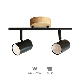[202000019] Spot de plafond double linéaire Série Rintela GU10 noir