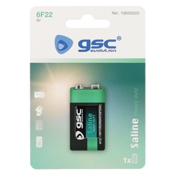 [106000025] Pilha salina GSC evolution 6F22 (9 V) Blister 1 un.