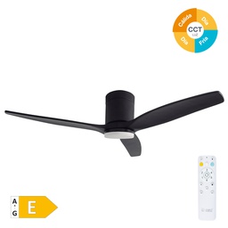 [300005048] Ventilador techo Kasama con luz CCT regulable y mando Ø132 3 aspas DC Negro
