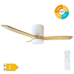[300005055] Ventilador de techo con mando 42' motor DC 3 aspas Madera y blanco