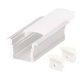 [204025051] Kit profil aluminium translucide à encastrer 2 M pour bandes LED jusqu’à 12 mm